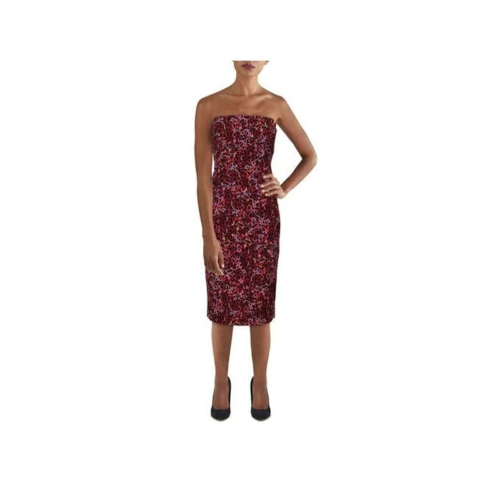 BLACK HALO Womens Black Animal Print Sleeveless Pencil Dress 10